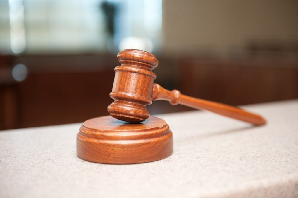 Wooden gavel on a tabletop 